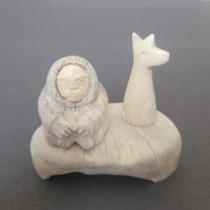 Hand-Carved Artwork "Hunter and His Dog"